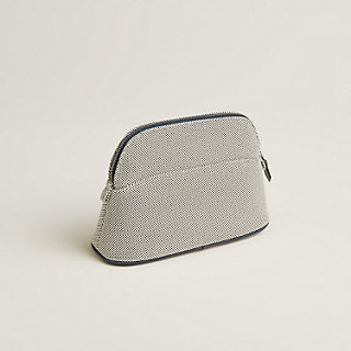 HERMES エルメス　ボリード　ポーチ　GM グレー エルメス ボリードポーチGM ポーチ グレー ブラウン コットン